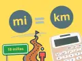 Calculadora para saber how much is a mile. Señal de 18 millas y camino a la meta.