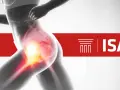 Silueta de corredor con zona de dolor en la cadera, indicando posible **hip pain after running**. Logo ISAF.