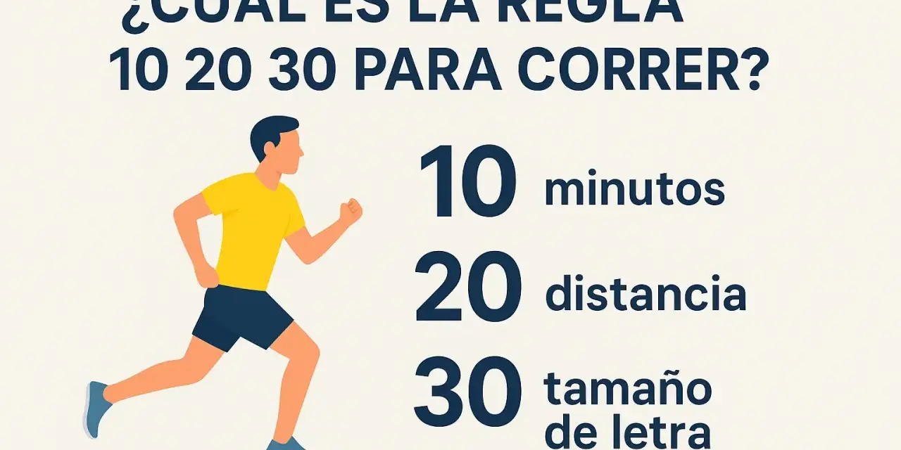 Un corredor se prepara para seguir la regla 10 20 30 para correr: 10 minutos, 20 de distancia y 30 de tamaño de letra.