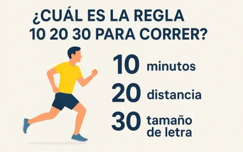 Un corredor se prepara para seguir la regla 10 20 30 para correr: 10 minutos, 20 de distancia y 30 de tamaño de letra.