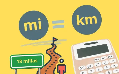 Calculadora para saber how much is a mile. Señal de 18 millas y camino a la meta.