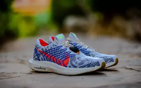 Zapatillas Nike Pegasus Plus hombre, con diseño tejido blanco y azul, detalles rojos y suela ZoomX.