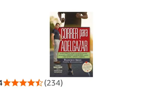 Portada del libro "Correr para adelgazar" de Francisco Abián, con un hombre corriendo y otro mostrando su ropa holgada.