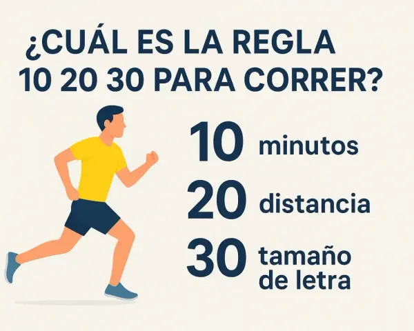 Un corredor se prepara para seguir la regla 10 20 30 para correr: 10 minutos, 20 de distancia y 30 de tamaño de letra.