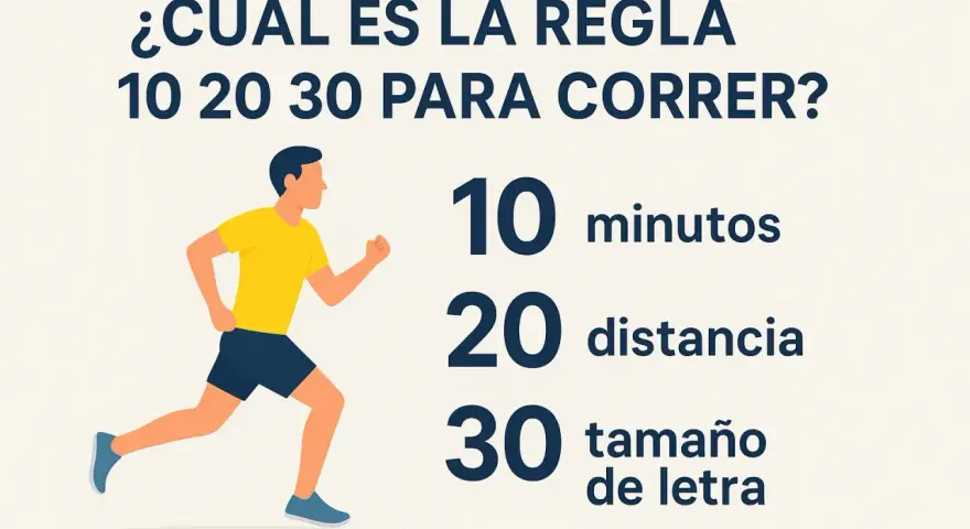 Un corredor se prepara para seguir la regla 10 20 30 para correr: 10 minutos, 20 de distancia y 30 de tamaño de letra.
