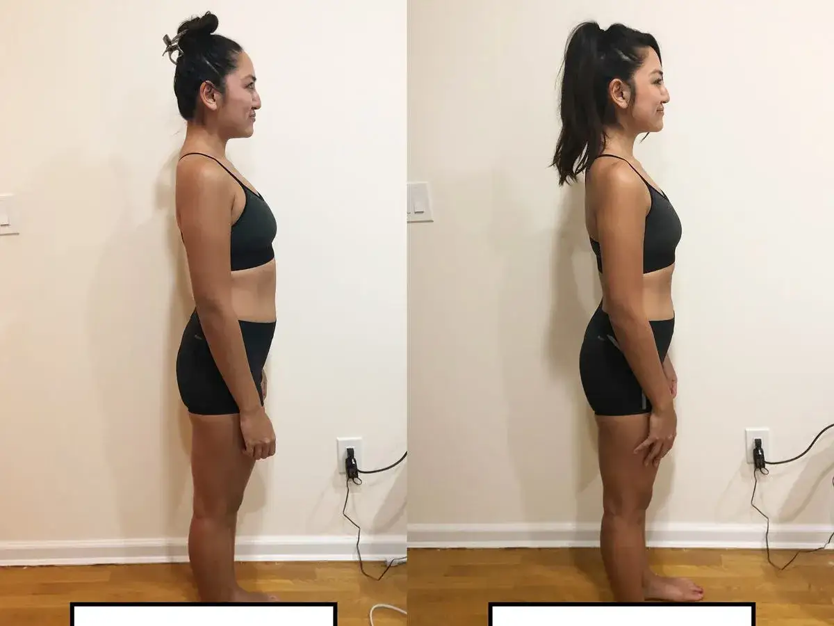 Comparación de un cuerpo mujer tonificado antes y después de un entrenamiento.